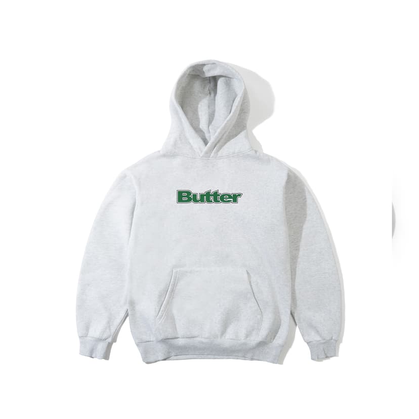Buttergoods Outline Logo Pullover Hood - ash