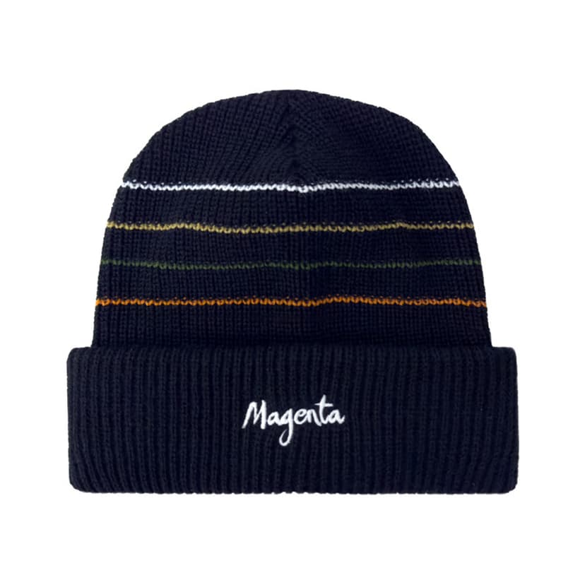Magenta Lines Beanie - black