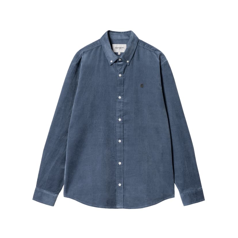 Carhartt WIP Madison L/S Fine Cord - hudson blue / black