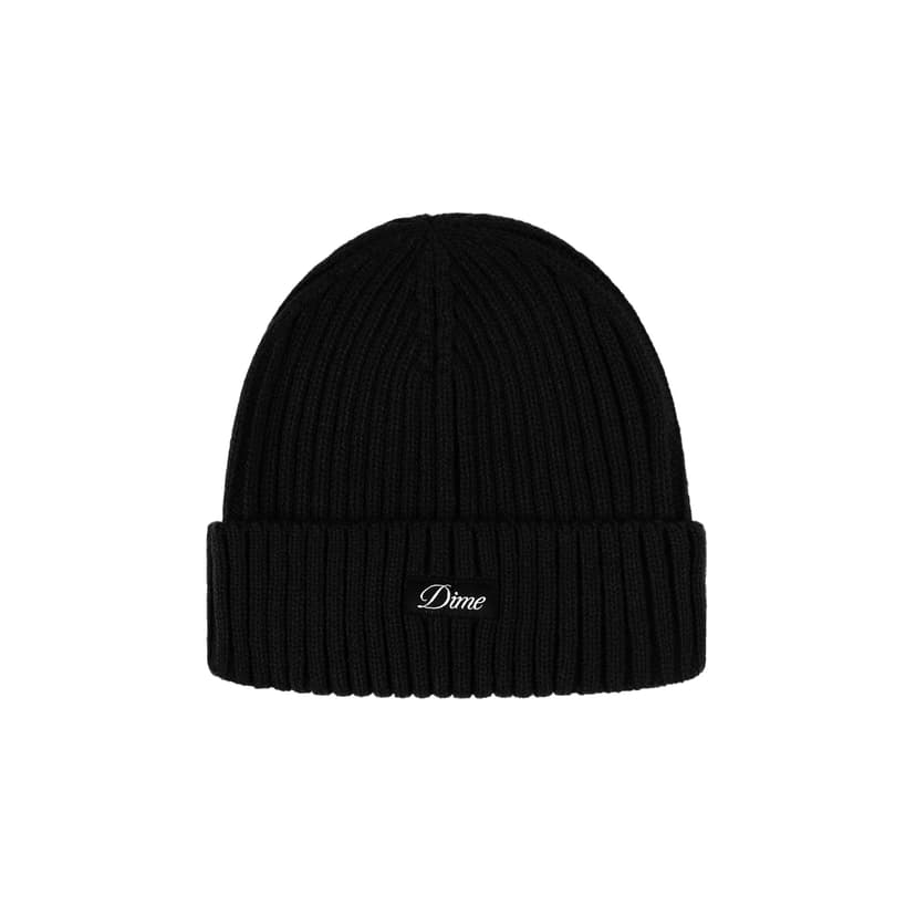 Dime Cursive Fold Beanie - black