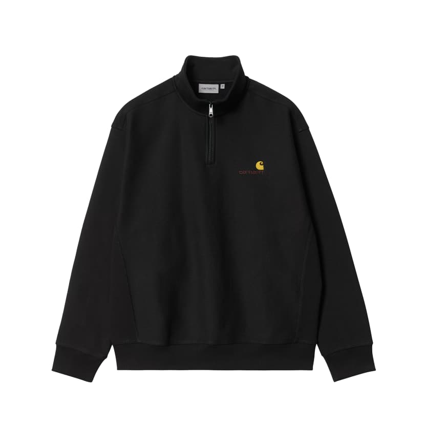 Carhartt WIP Half Zip Amercan Script - black