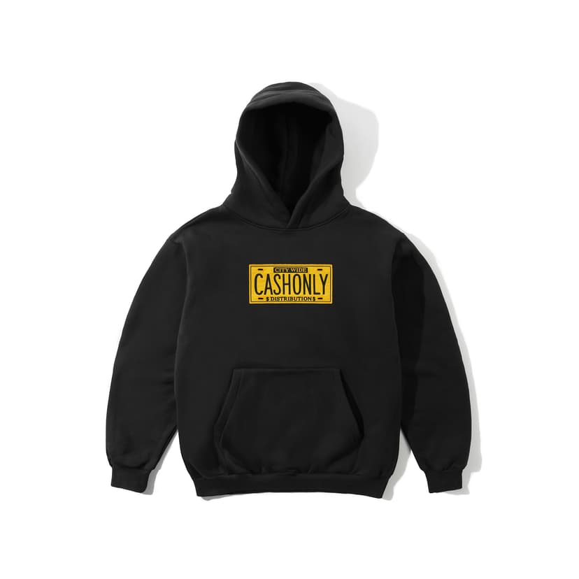 Cash Only License Plate Hoodie - black