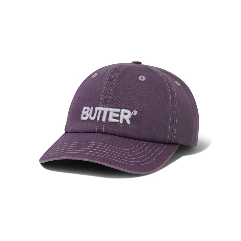 Buttergoods Rounded Logo 6 Panel Cap - washed eggplant