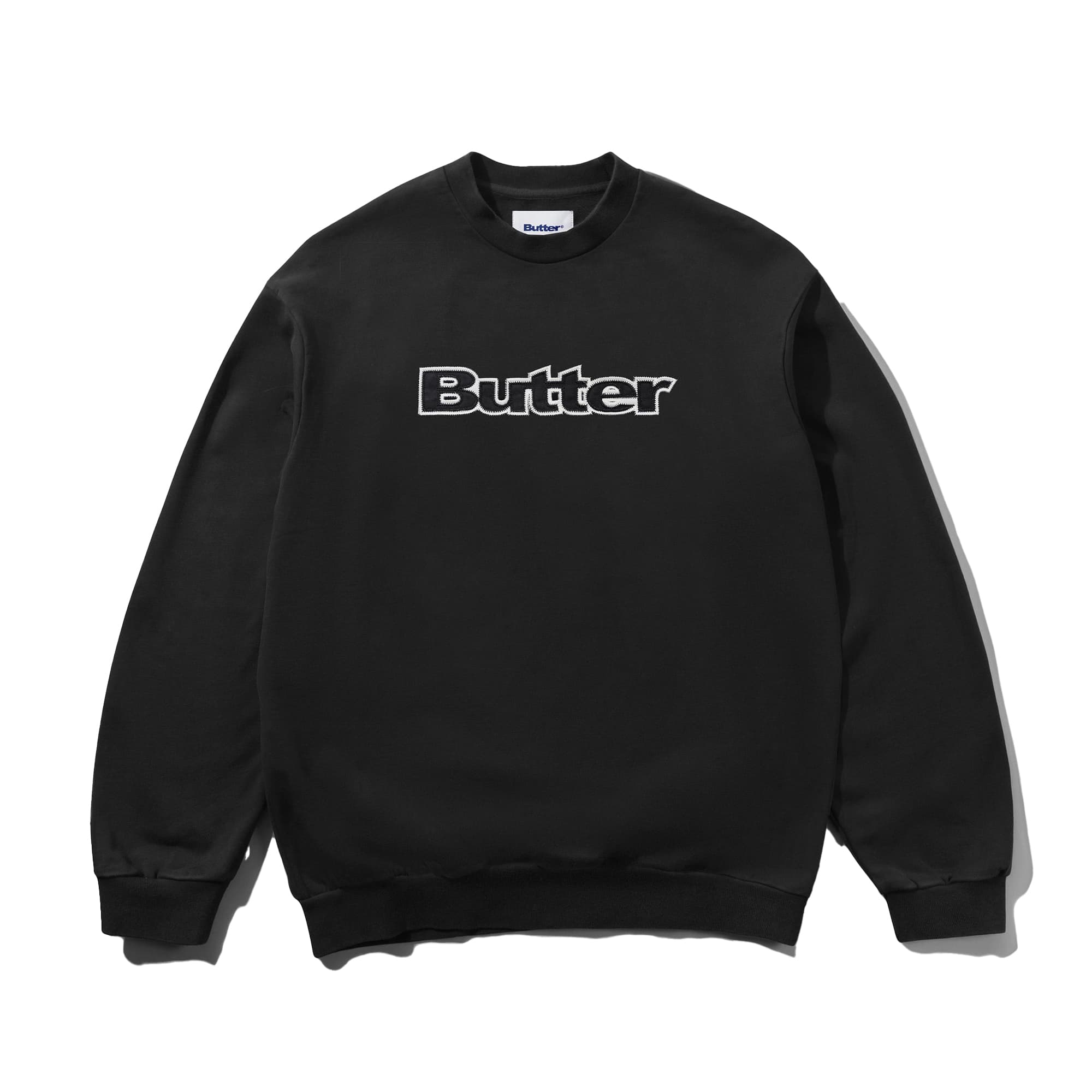 Buttergoods Satin Applique Logo Crewneck - black