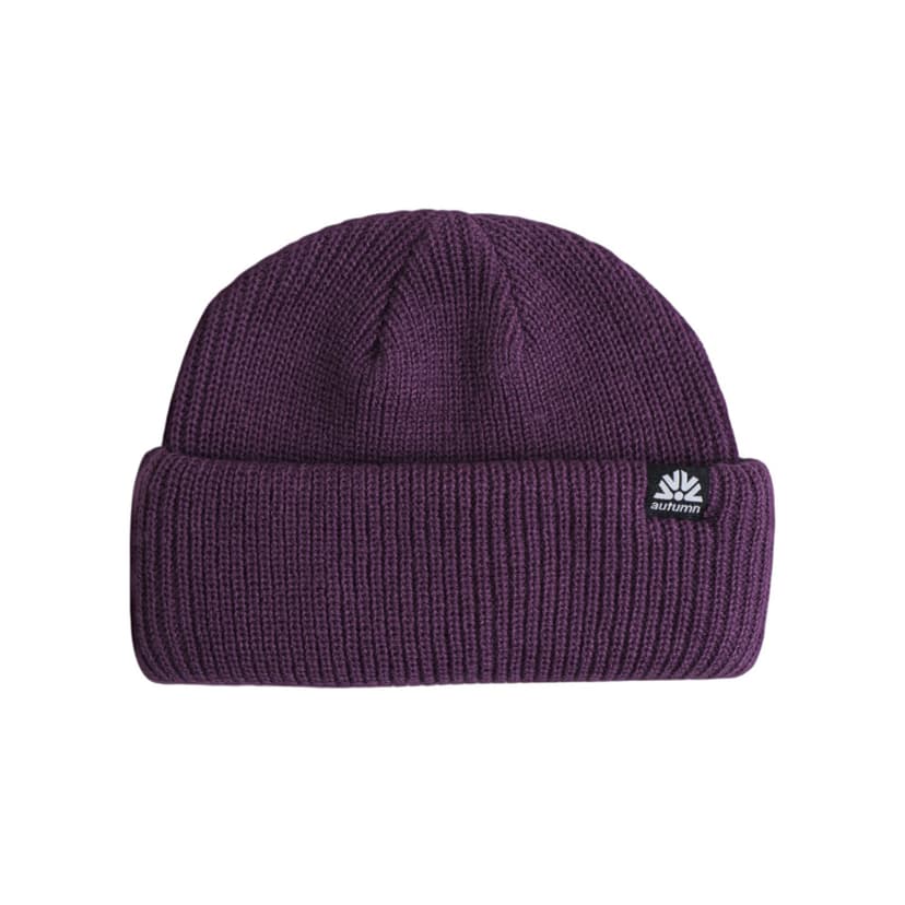 Autumn Double Roll Beanie - plum