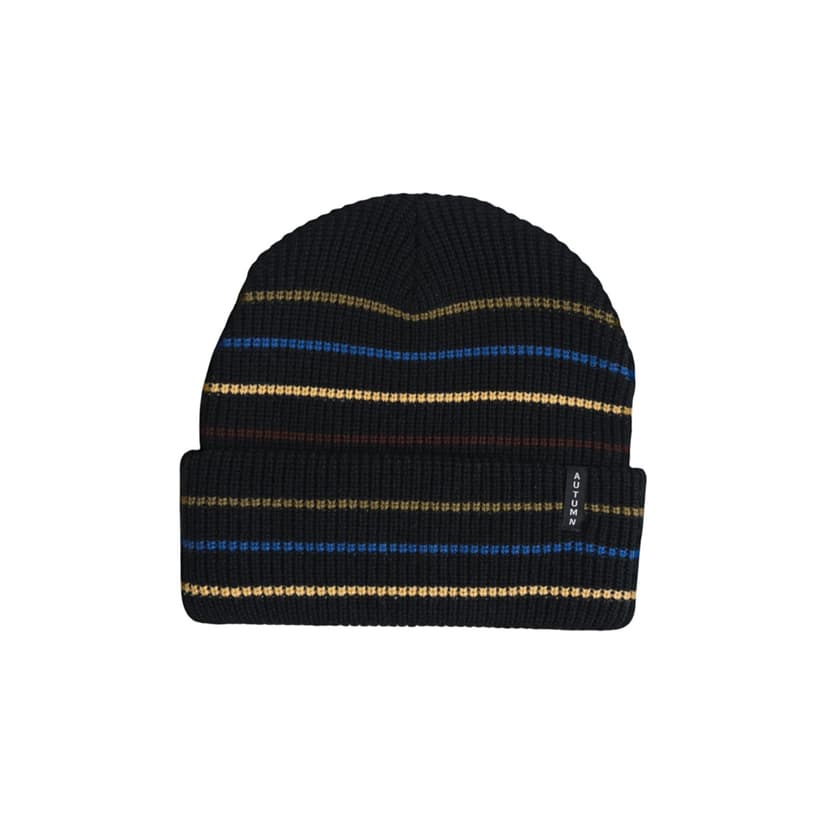 Autumn Multi Stripe Beanie - black