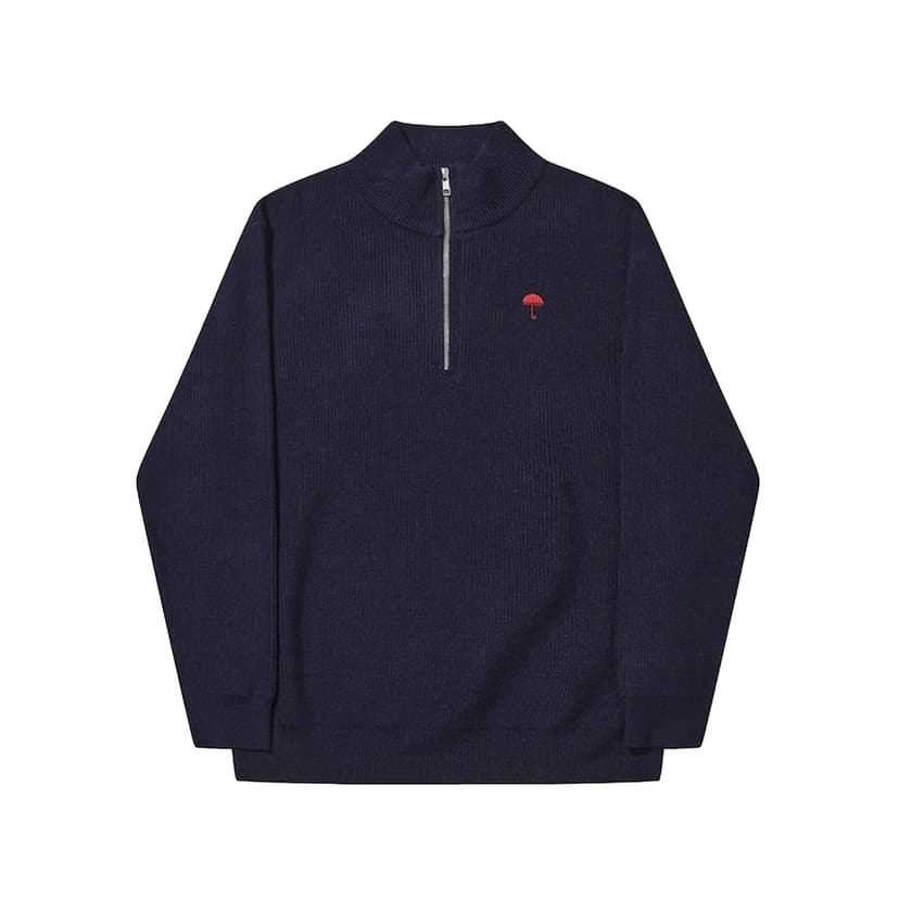 Hélas Classic Quarter Zip Knit - navy